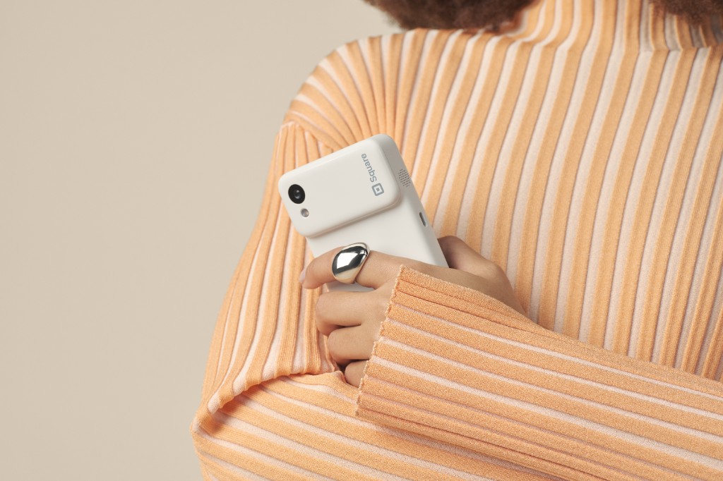 Square handheld device studio product shot